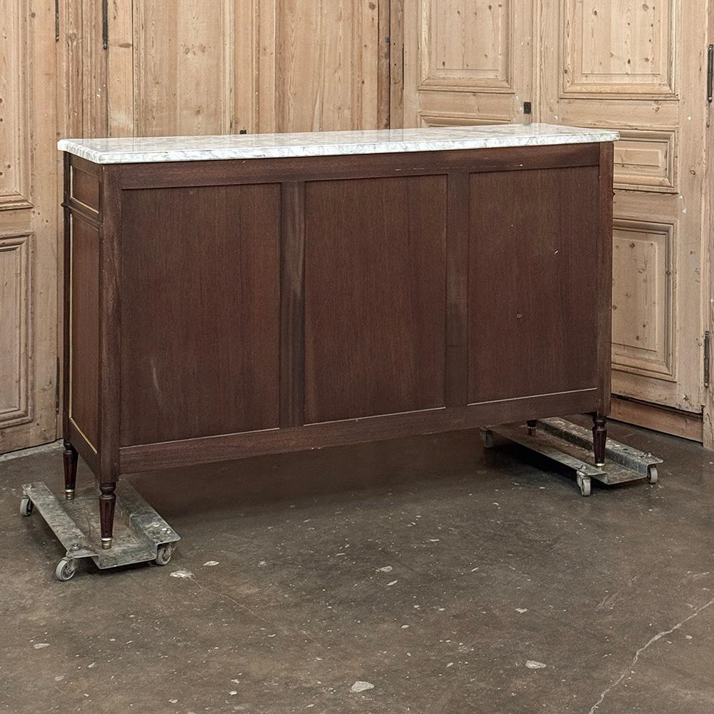 Antique French Louis XVI Mahogany Buffet with Carrara Marble For Sale 14