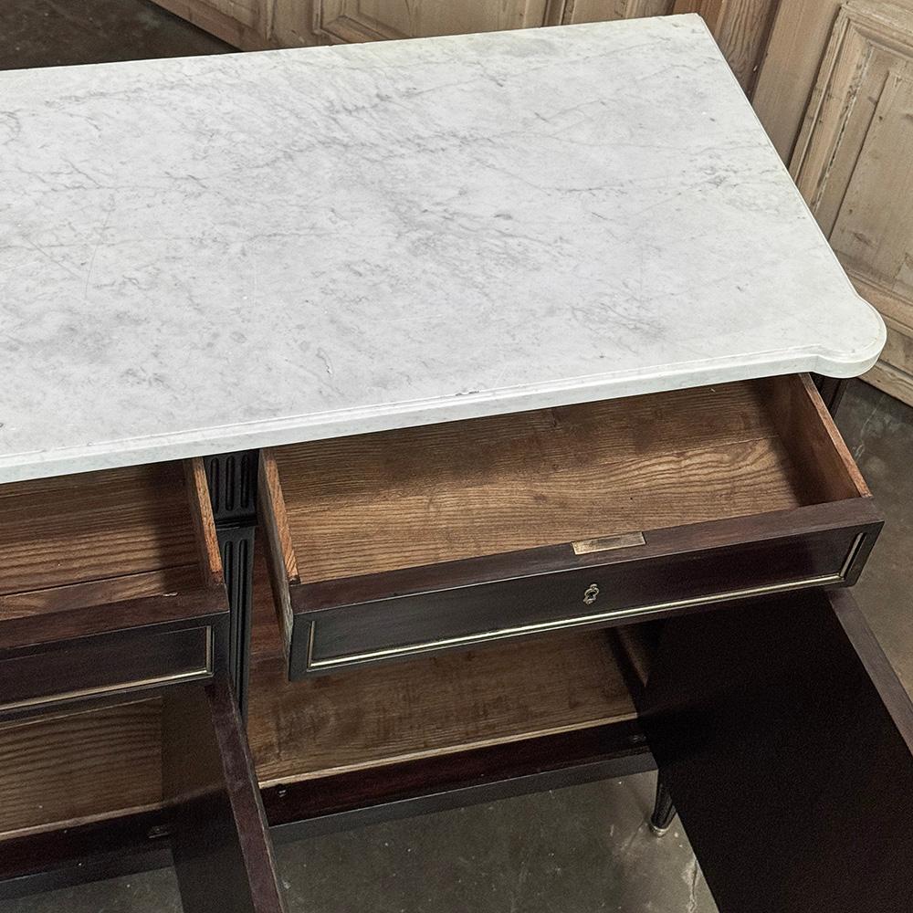 Antique French Louis XVI Mahogany Buffet with Carrara Marble For Sale 13