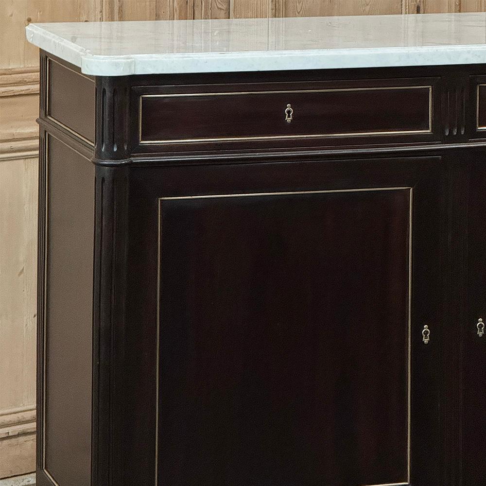Antique French Louis XVI Mahogany Buffet with Carrara Marble In Good Condition For Sale In Dallas, TX