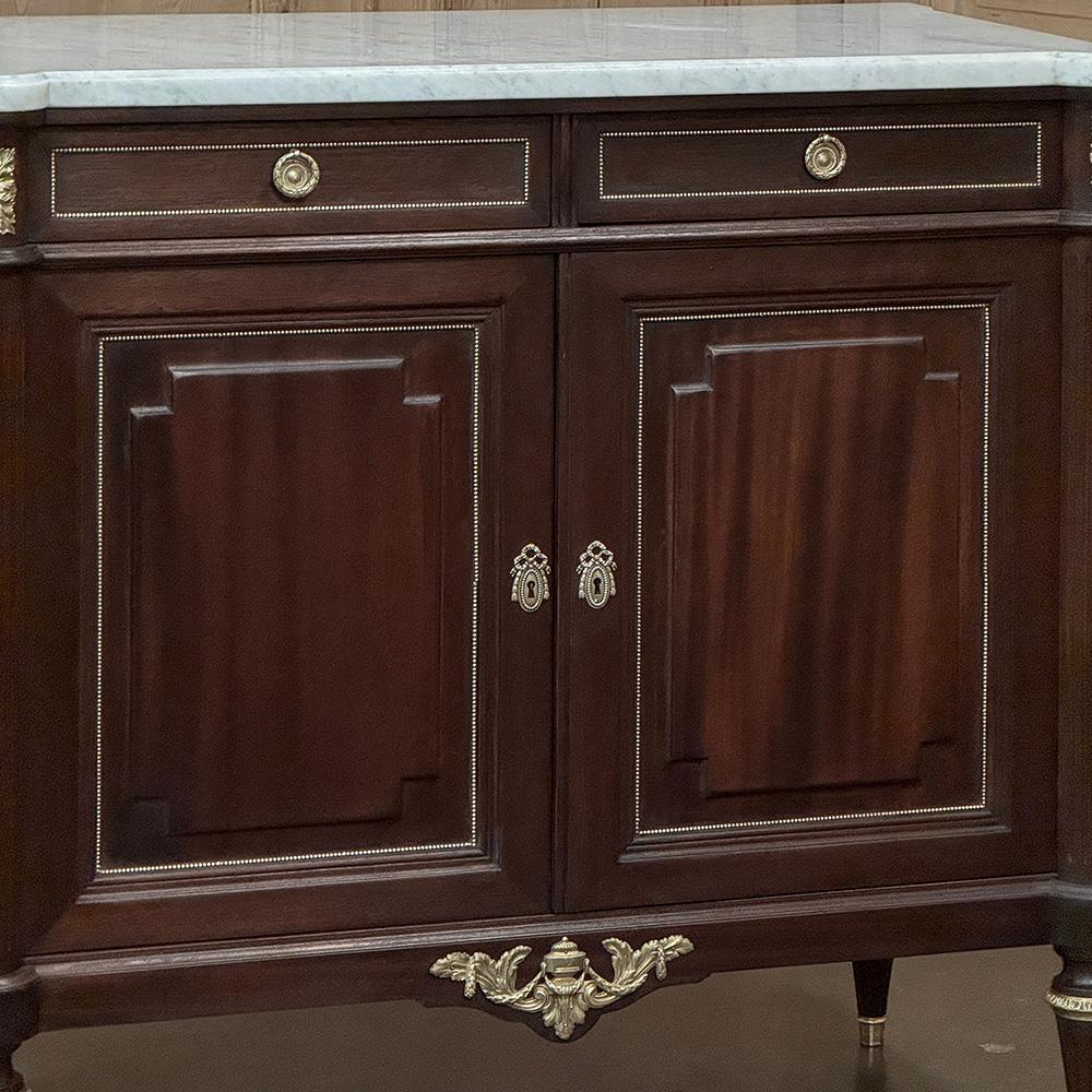 Antique French Louis XVI Mahogany Buffet with Carrara Marble For Sale 1