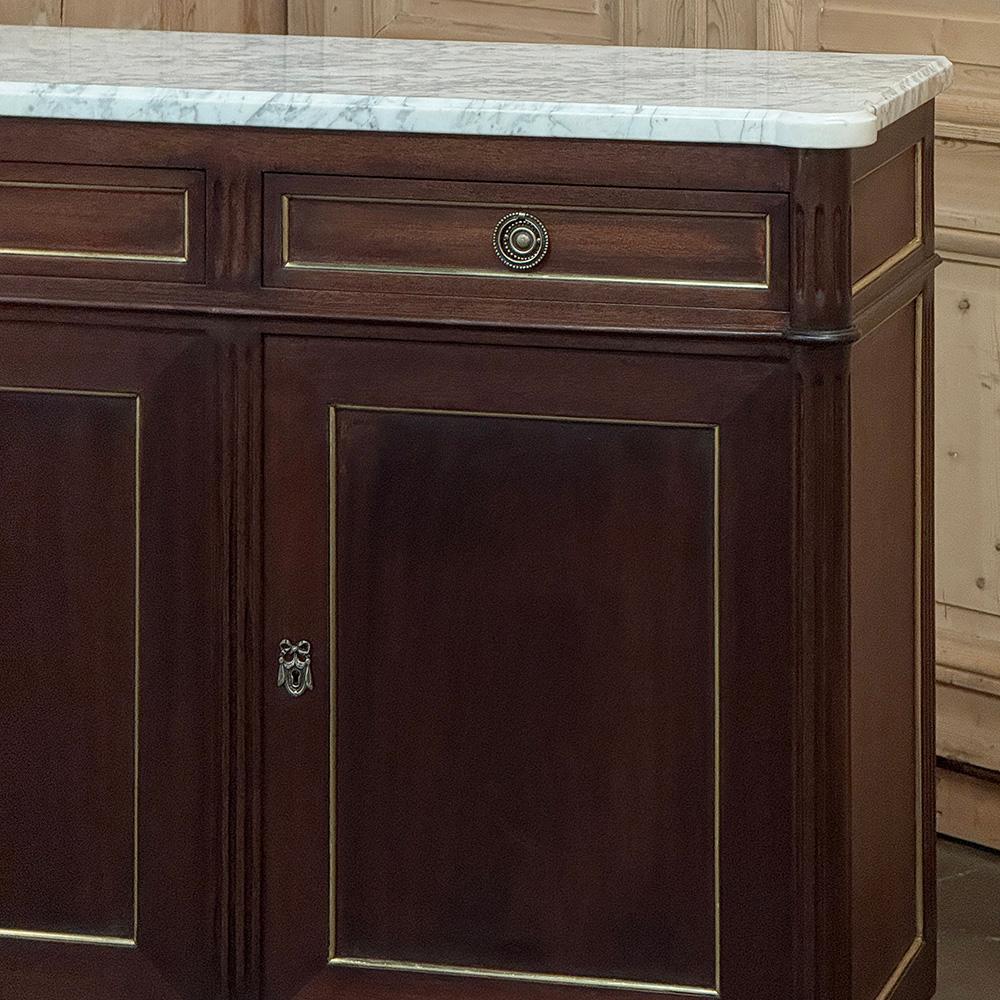Antique French Louis XVI Mahogany Buffet with Carrara Marble For Sale 2