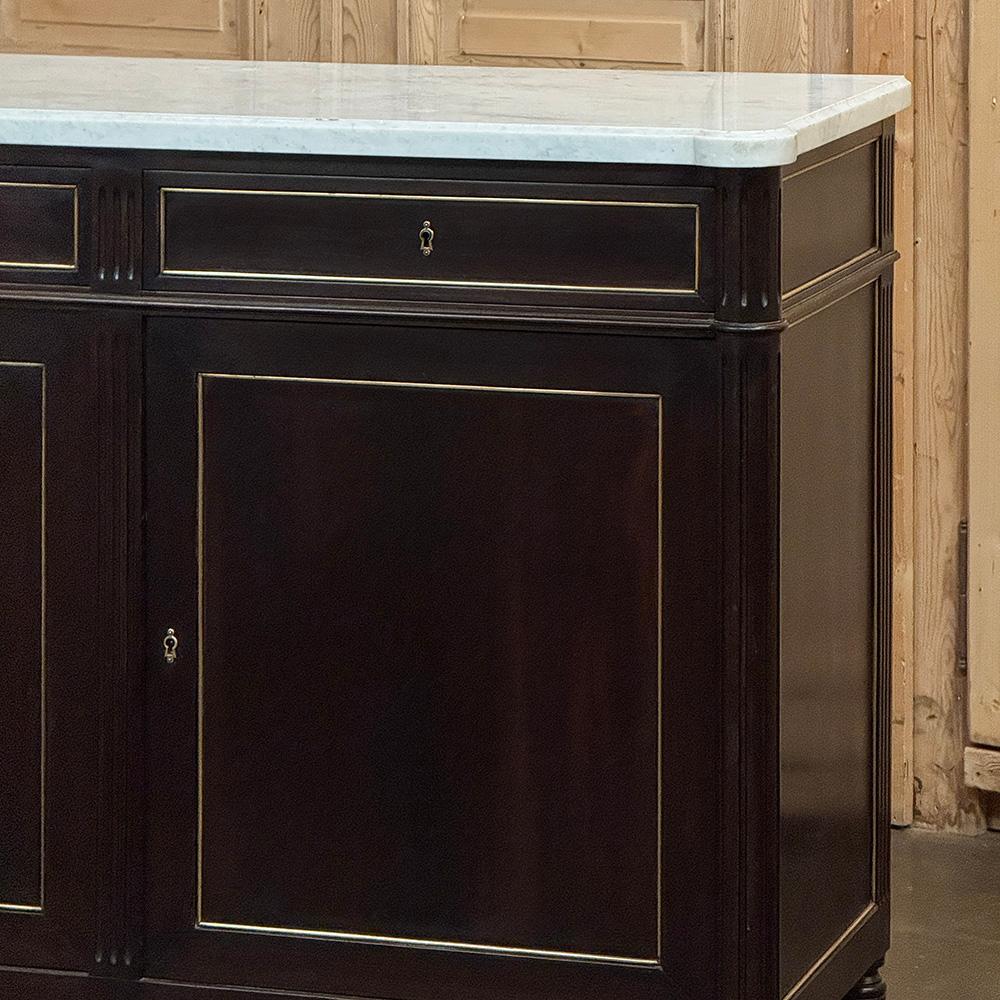 Antique French Louis XVI Mahogany Buffet with Carrara Marble For Sale 1