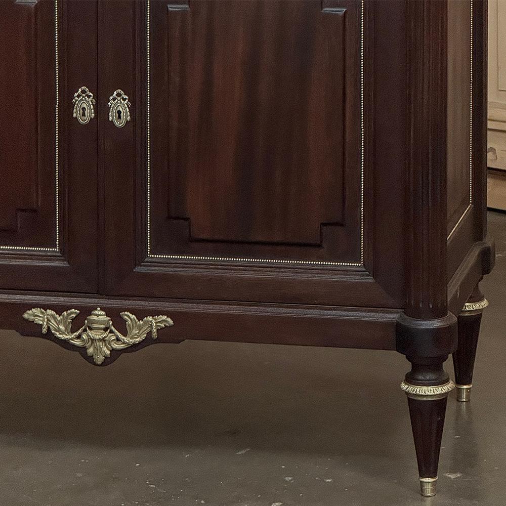 Antique French Louis XVI Mahogany Buffet with Carrara Marble For Sale 3