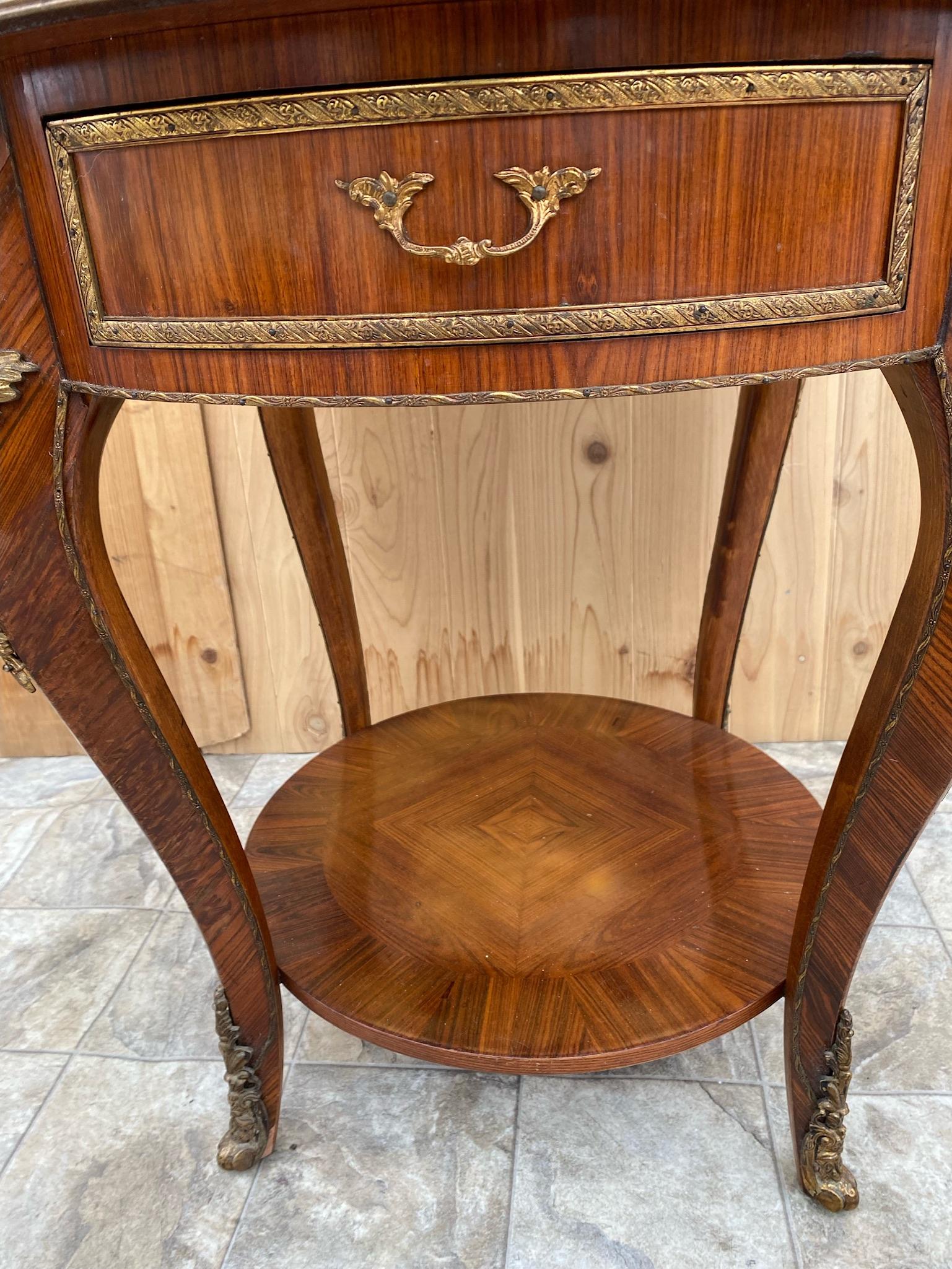  Antique French Louis XVI Mahogany Cocktail Table with Inlaid Marble Top For Sale 4