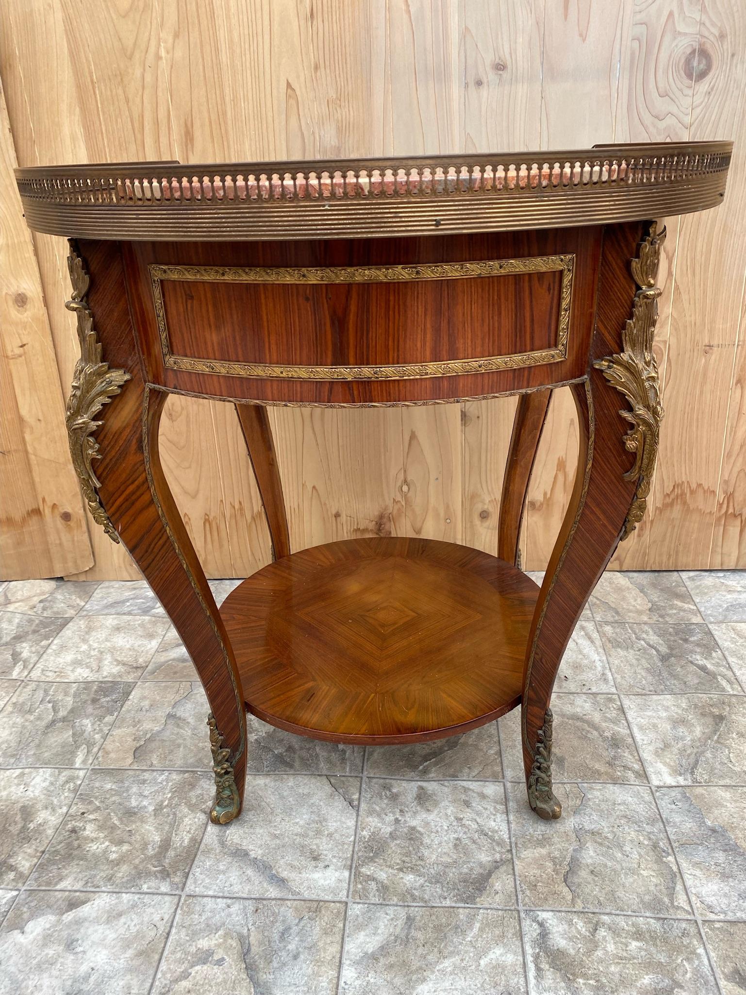  Antique French Louis XVI Mahogany Cocktail Table with Inlaid Marble Top For Sale 5