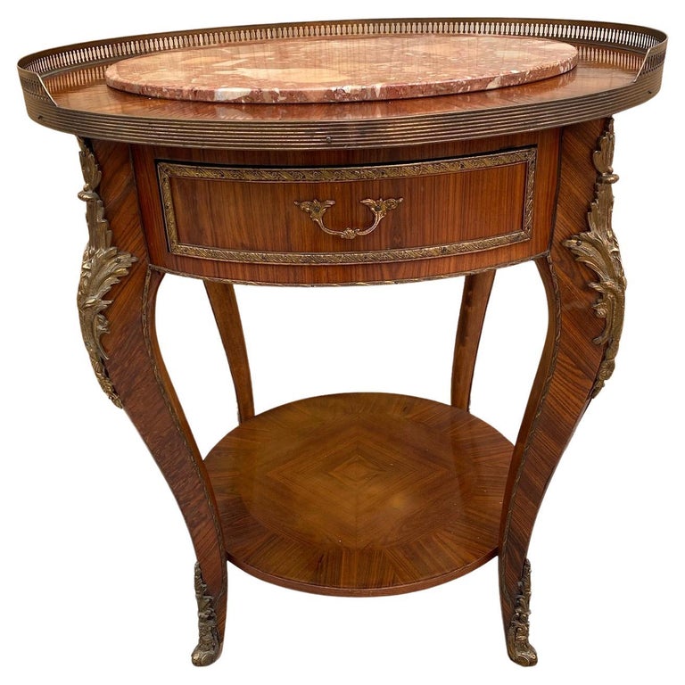 Antique French Louis XVI Mahogany Cocktail Table with Inlaid Marble Top — free download