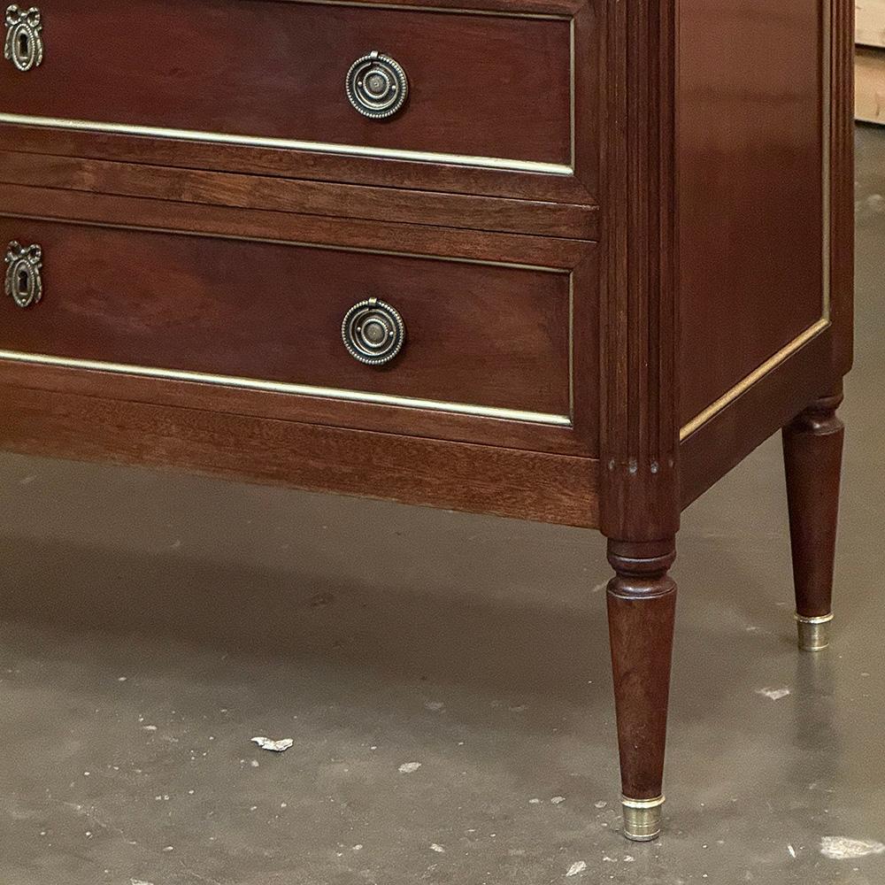 Antique French Louis XVI Mahogany Commode with Carrara Marble For Sale 4