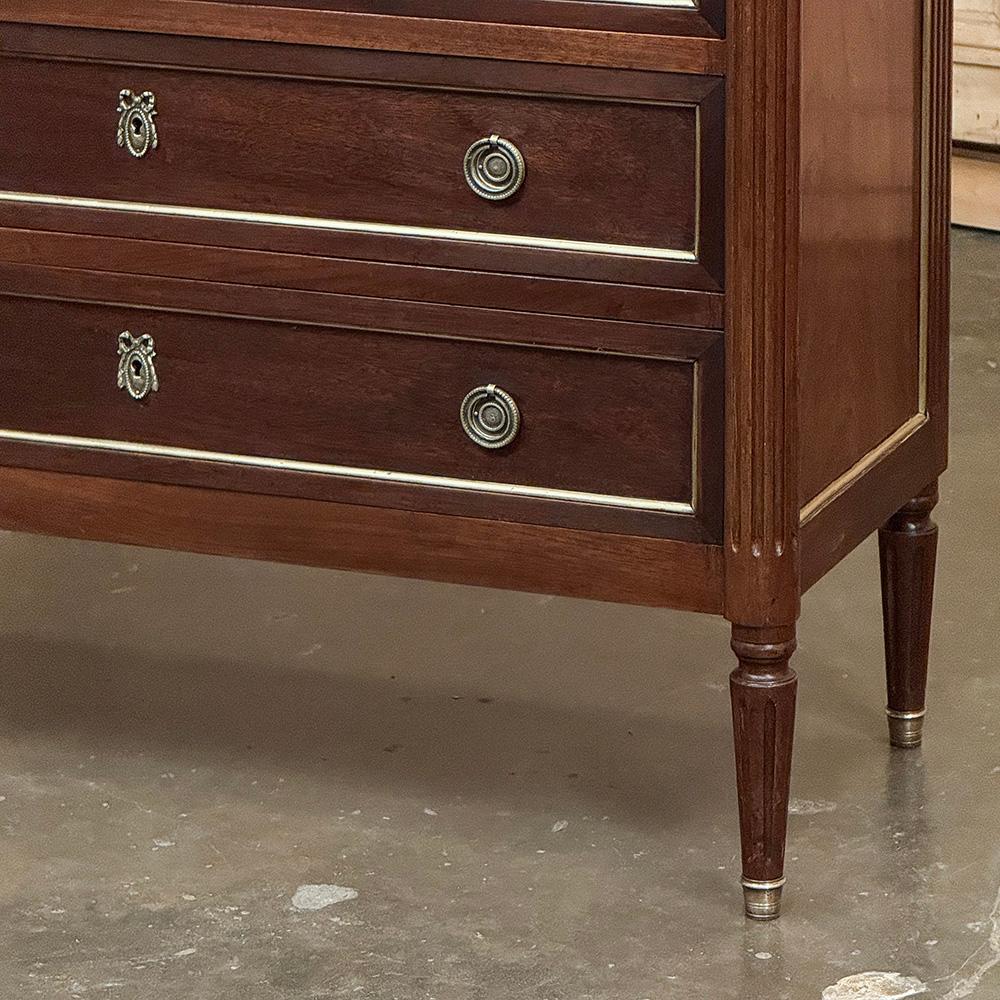 Antique French Louis XVI Mahogany Commode with Carrara Marble For Sale 4