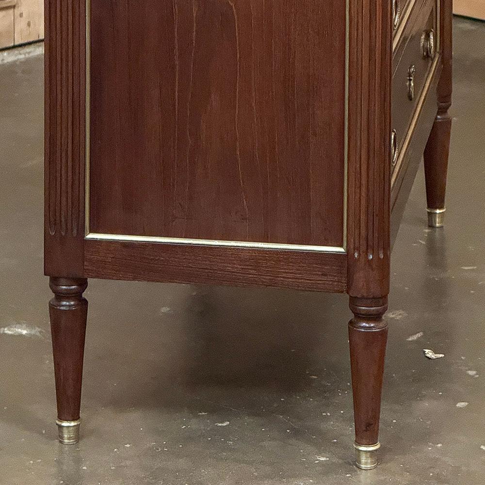 Antique French Louis XVI Mahogany Commode with Carrara Marble For Sale 6