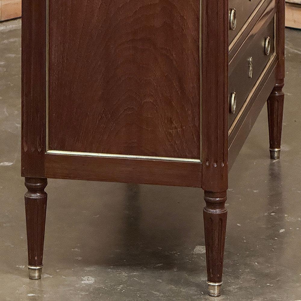 Antique French Louis XVI Mahogany Commode with Carrara Marble For Sale 6
