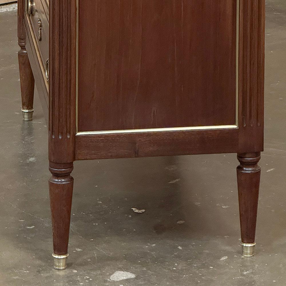 Antique French Louis XVI Mahogany Commode with Carrara Marble For Sale 8