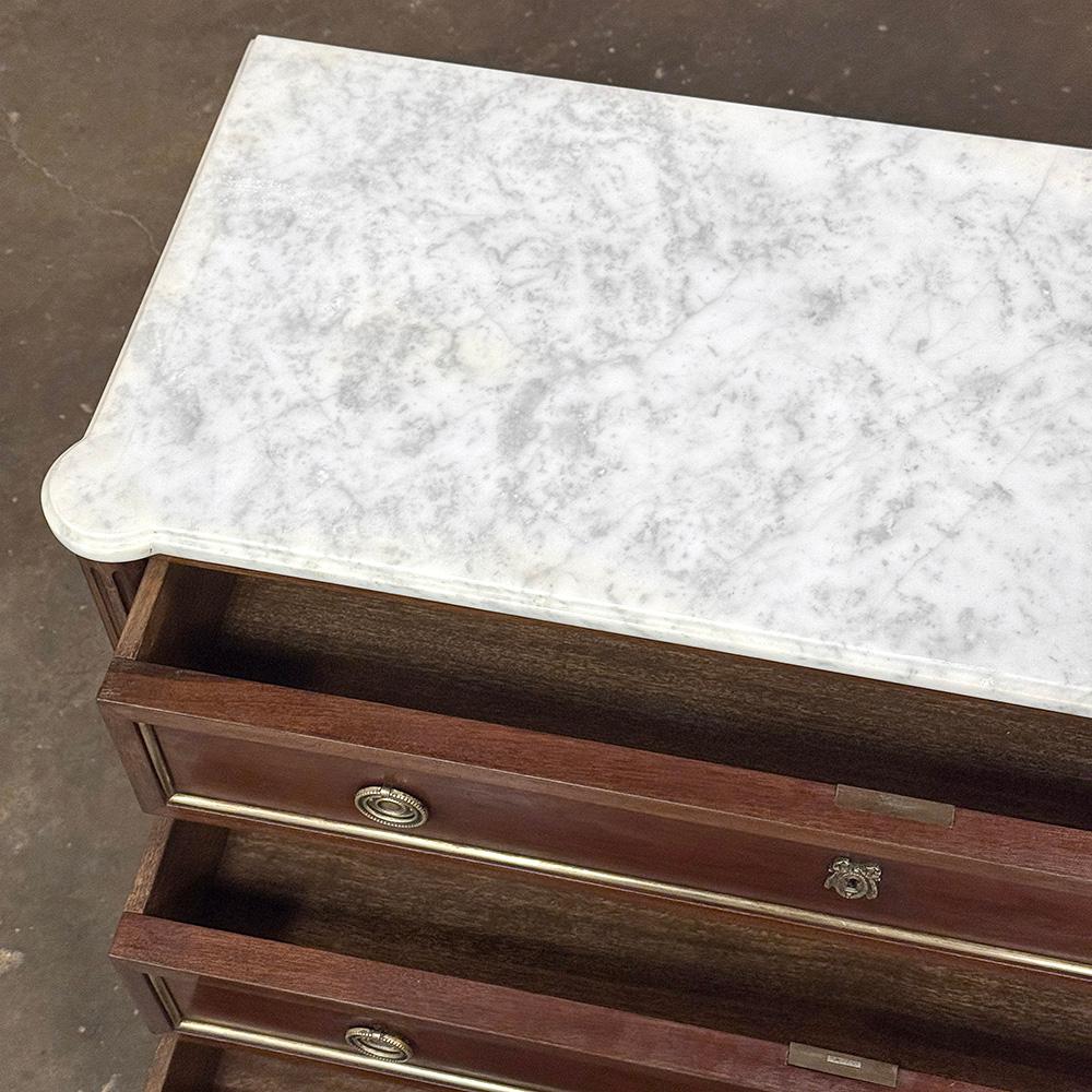 Antique French Louis XVI Mahogany Commode with Carrara Marble For Sale 11