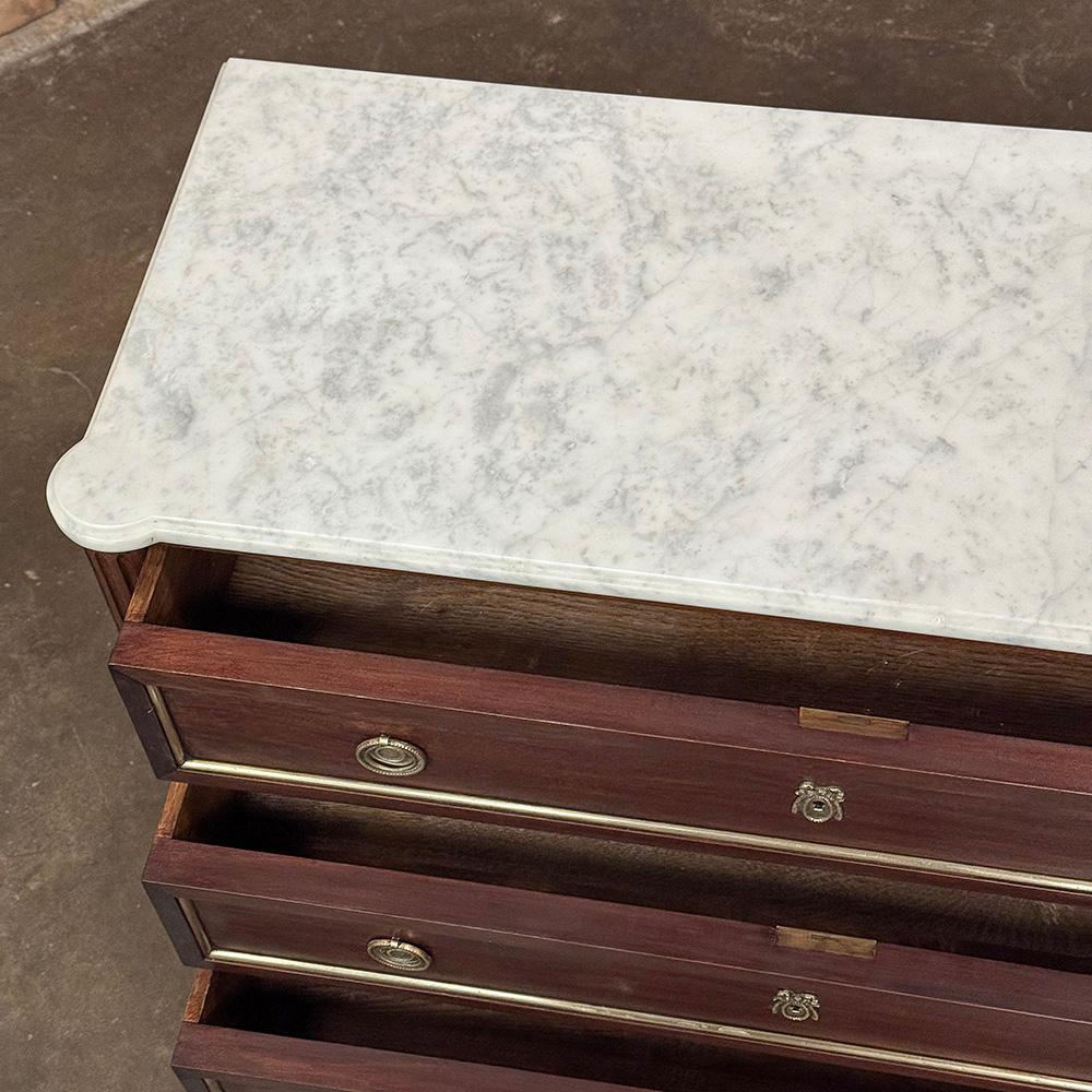 Antique French Louis XVI Mahogany Commode with Carrara Marble For Sale 11