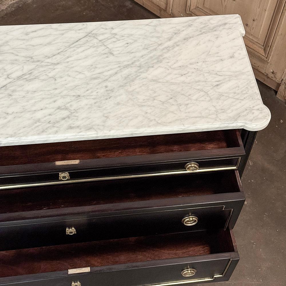 Antique French Louis XVI Mahogany Commode with Carrara Marble im Angebot 9