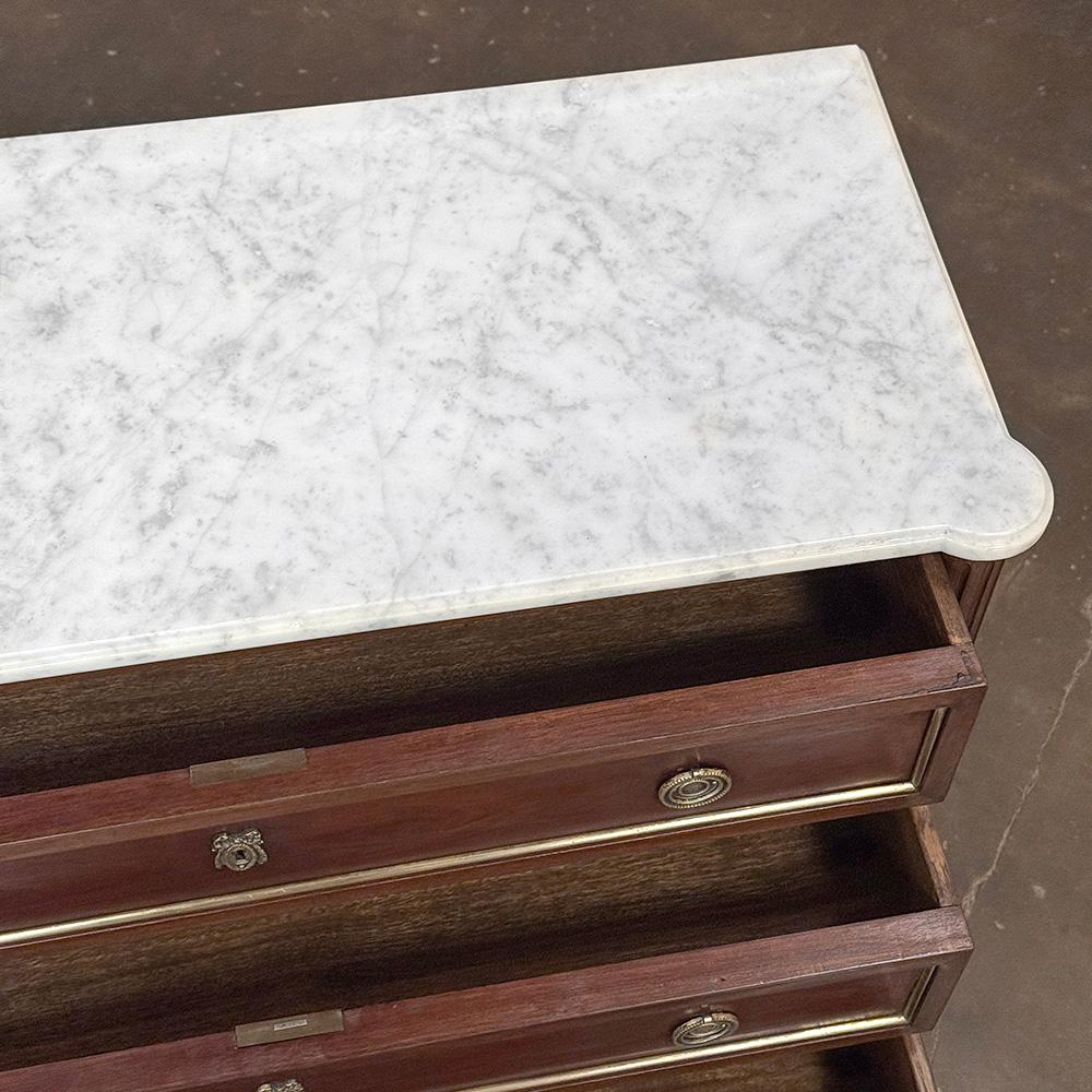 Antique French Louis XVI Mahogany Commode with Carrara Marble For Sale 12