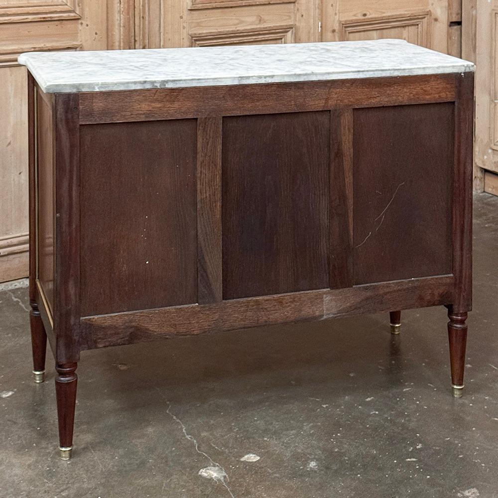 Antique French Louis XVI Mahogany Commode with Carrara Marble For Sale 13