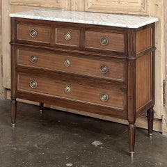 Antique French Louis XVI Mahogany Commode with Carrara Marble