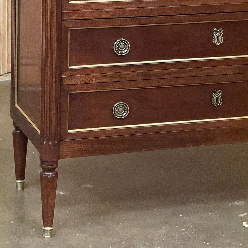 Antique French Louis XVI Mahogany Commode with Carrara Marble For Sale 1