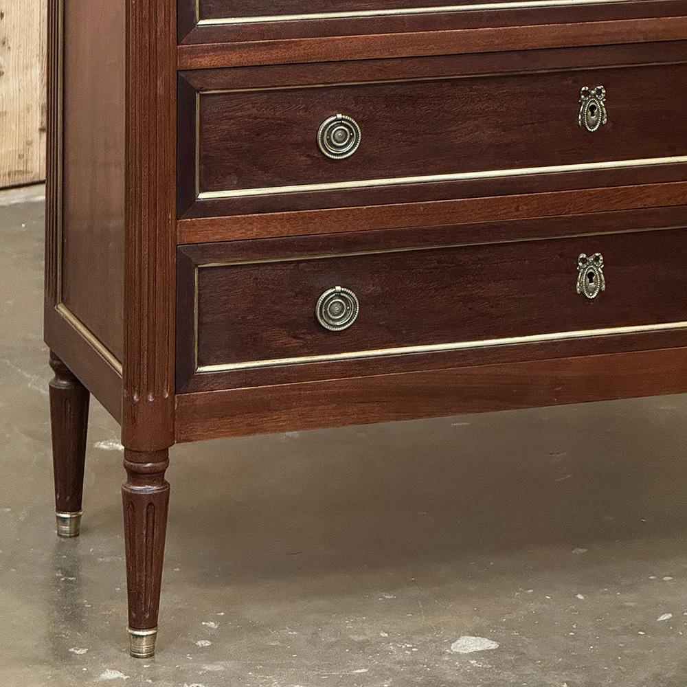 Antique French Louis XVI Mahogany Commode with Carrara Marble For Sale 1