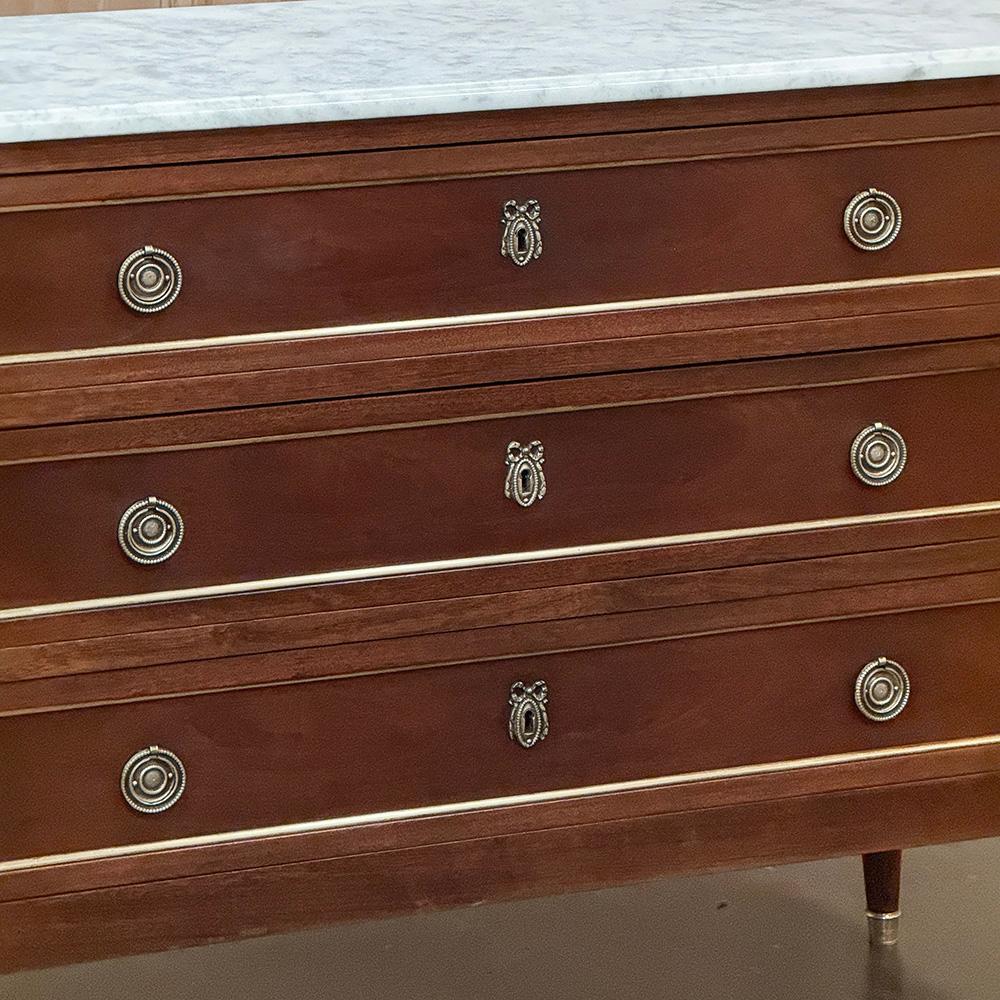 Antique French Louis XVI Mahogany Commode with Carrara Marble For Sale 2