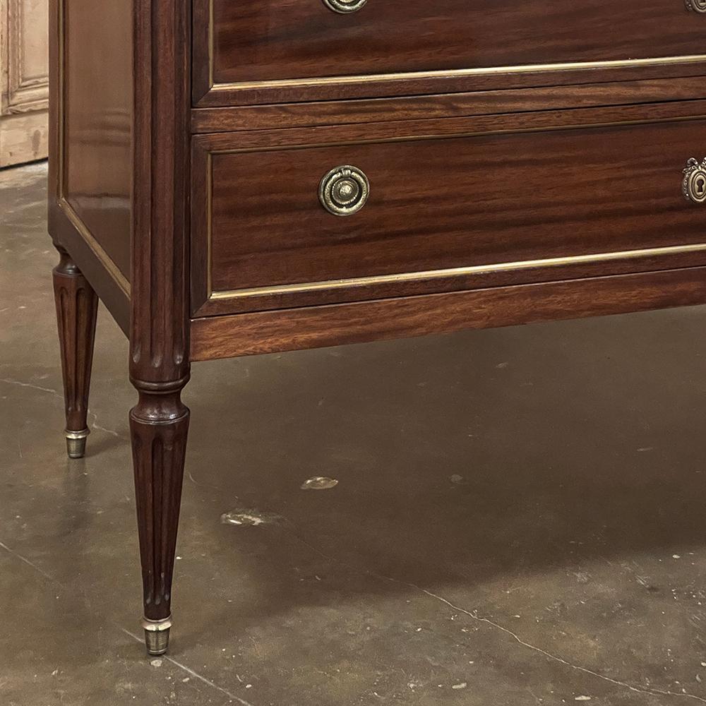 Antique French Louis XVI Mahogany Commode with Carrara Marble Top 3