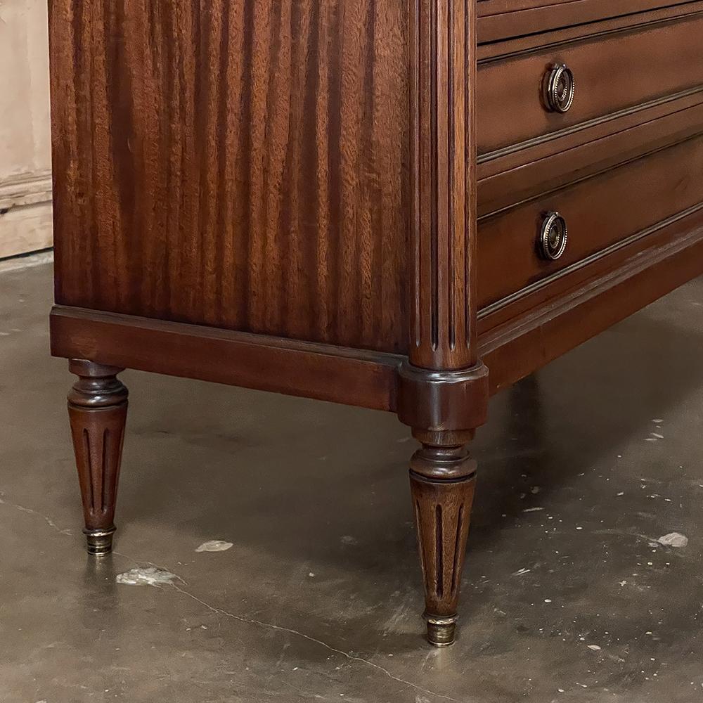 Antique French Louis XVI Mahogany Commode with Carrara Marble Top 5
