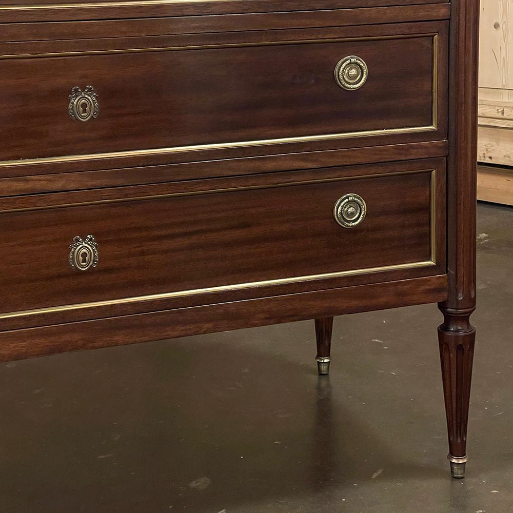 Antique French Louis XVI Mahogany Commode with Carrara Marble Top 5