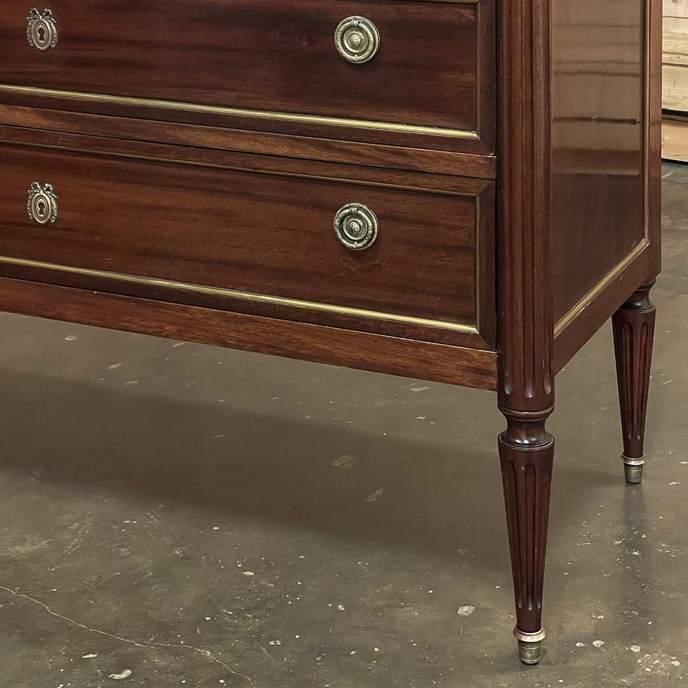 Antique French Louis XVI Mahogany Commode with Carrara Marble Top 7