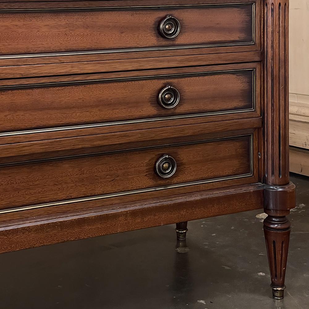 Antique French Louis XVI Mahogany Commode with Carrara Marble Top 9
