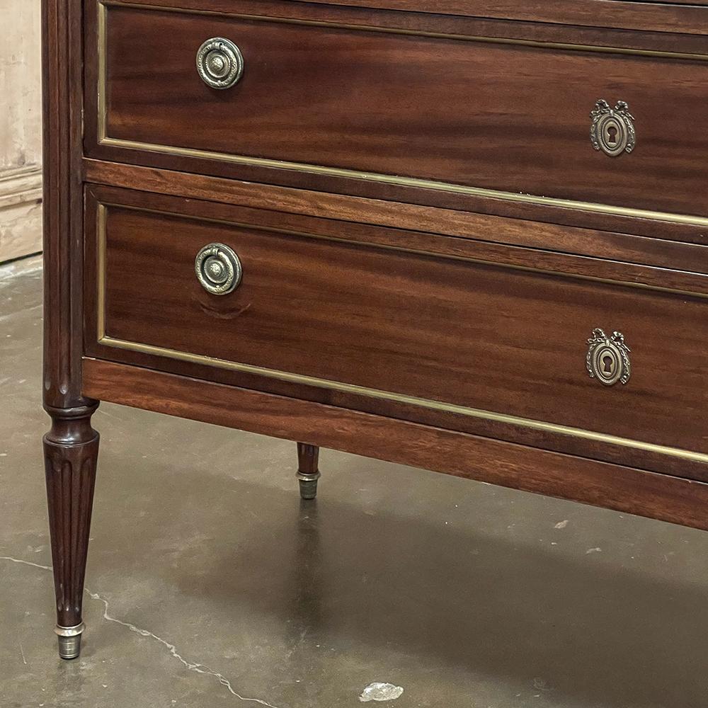 Antique French Louis XVI Mahogany Commode with Carrara Marble Top 9