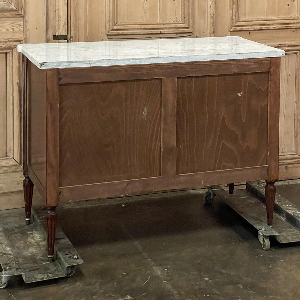 Antique French Louis XVI Mahogany Commode with Carrara Marble Top 12