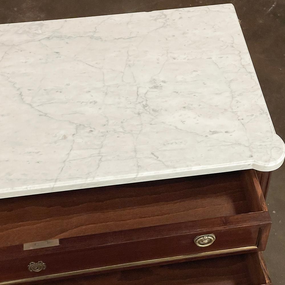 Antique French Louis XVI Mahogany Commode with Carrara Marble Top 1