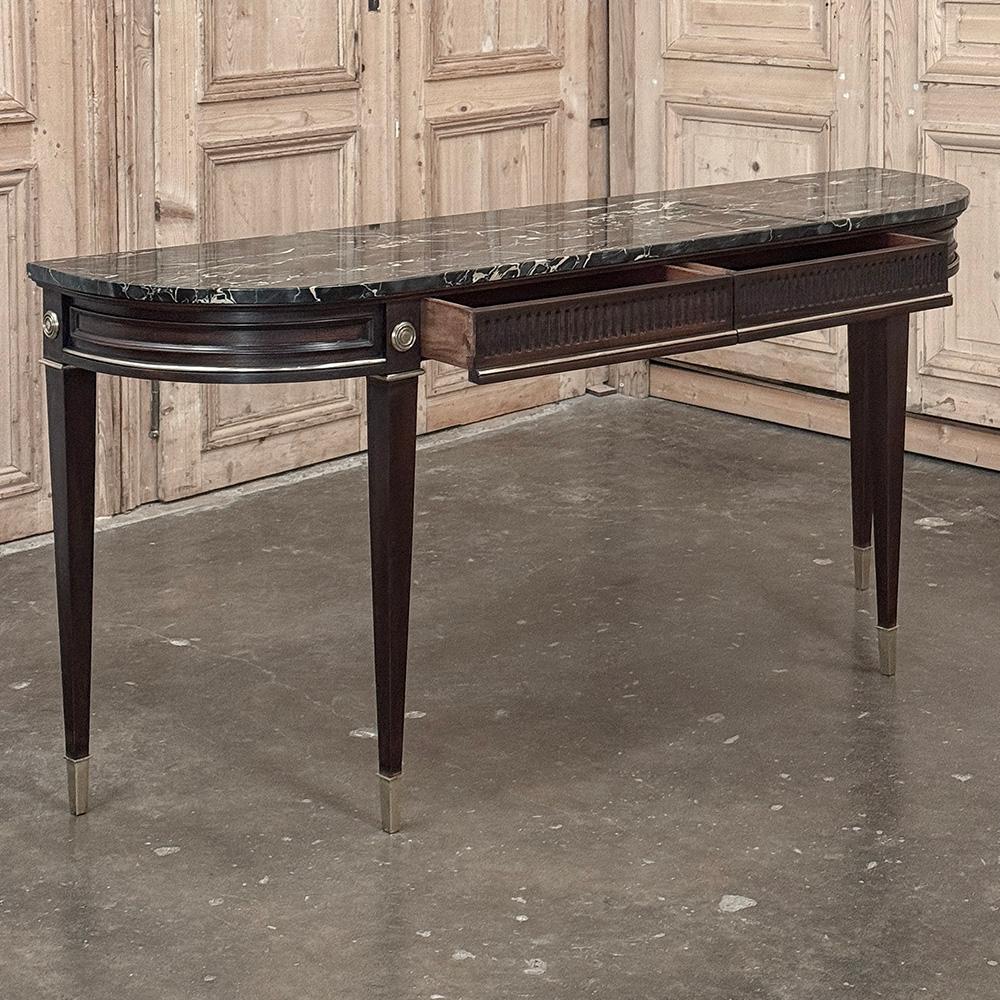 Antique French Louis XVI Console in mogano con marmo nero in vendita 6
