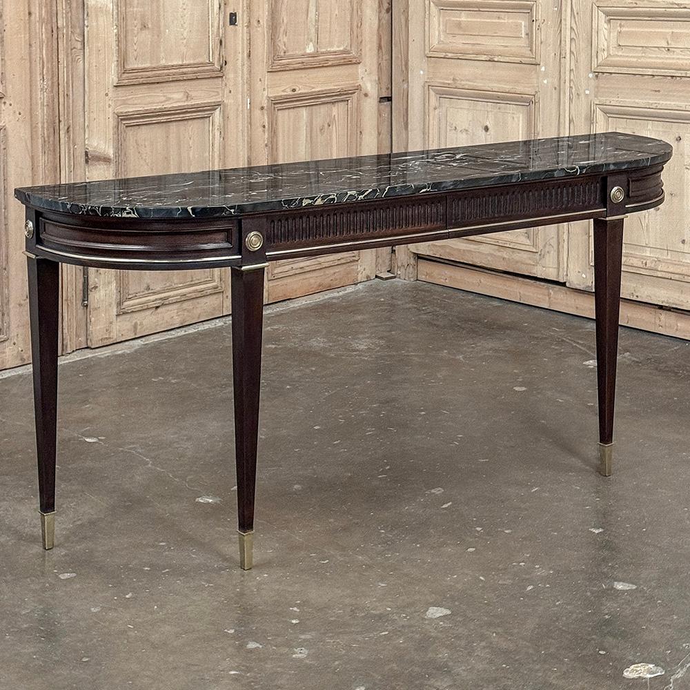 Luigi XVI Antique French Louis XVI Console in mogano con marmo nero in vendita