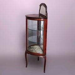 Antique French Louis XVI Mahogany Demilune Vitrine, circa 1900