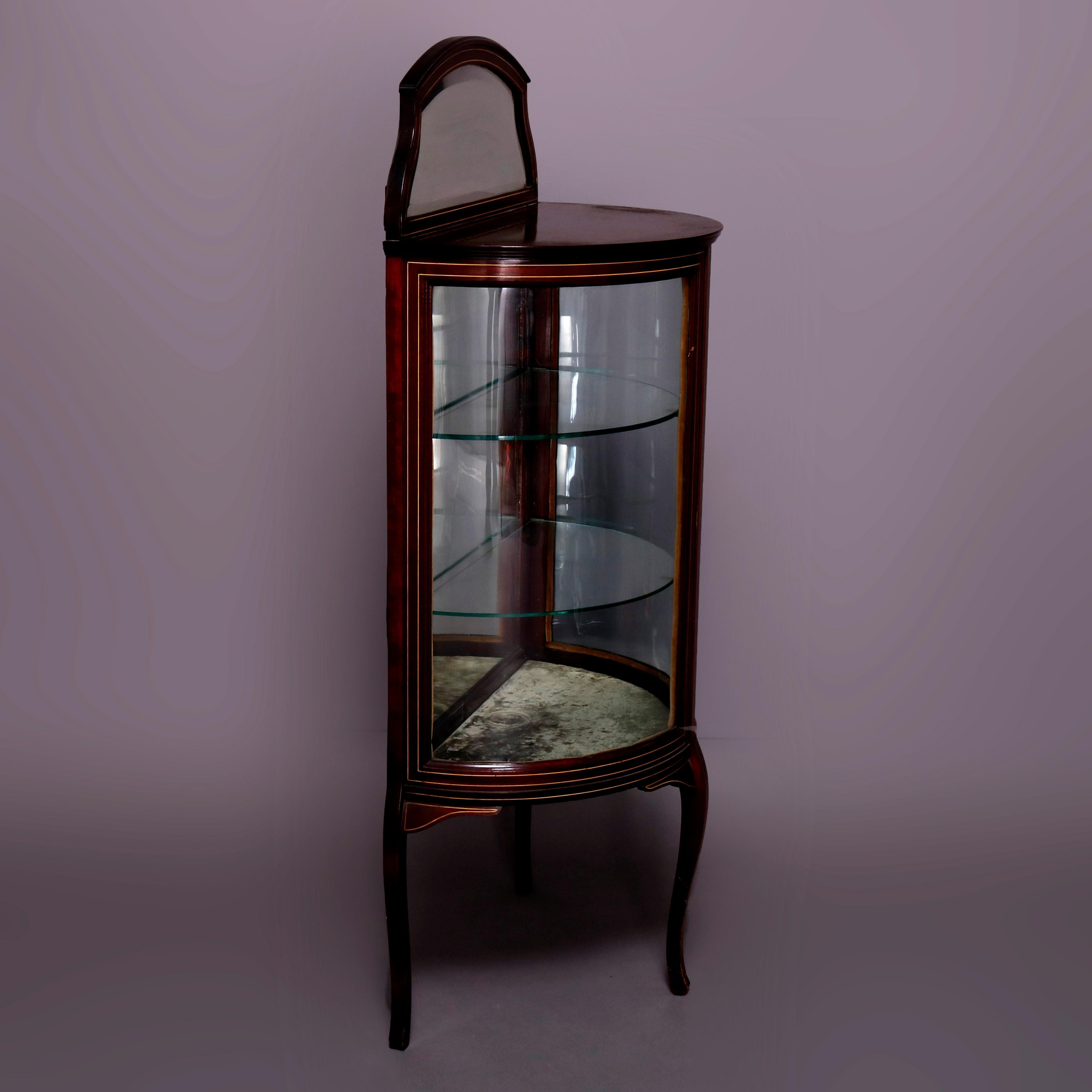 Antique French Louis XVI Mahogany Demilune Vitrine, circa 1900 In Good Condition For Sale In Big Flats, NY