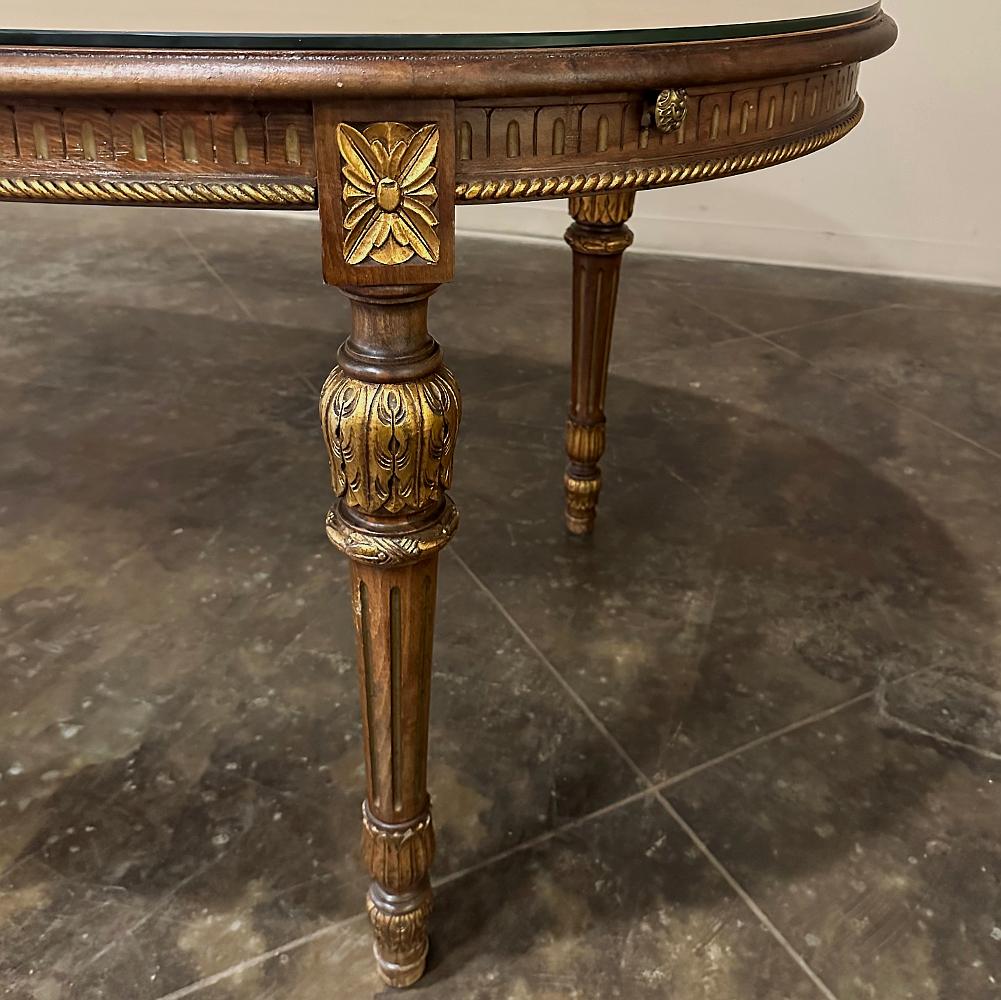 Antique French Louis XVI Mahogany Dining Table with Glass Topper For ...