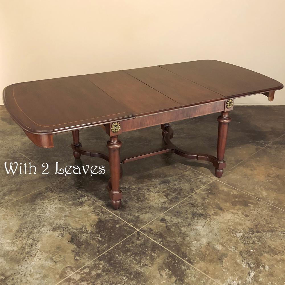 Hand-Crafted Antique French Louis XVI Mahogany Dining Table with Ormolu For Sale