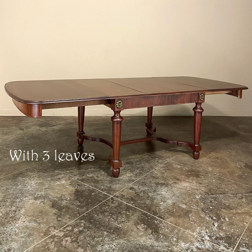Antique French Louis XVI Mahogany Dining Table with Ormolu In Good Condition For Sale In Dallas, TX