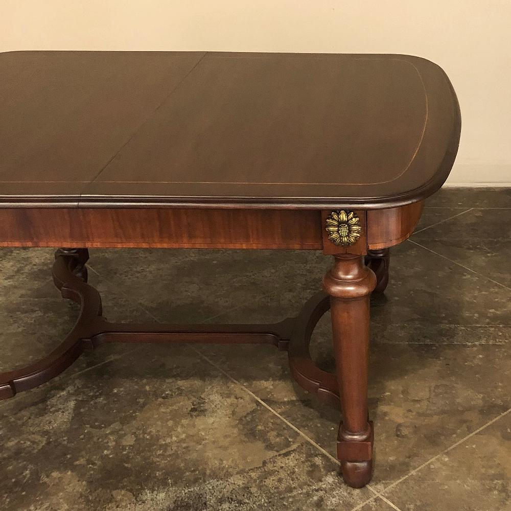 Bronze Antique French Louis XVI Mahogany Dining Table with Ormolu For Sale