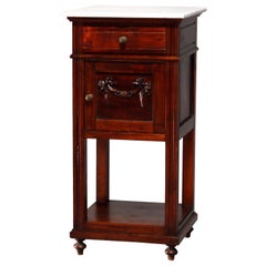 Antique French Louis XVI Mahogany 
Marble End Stand, 19th Century