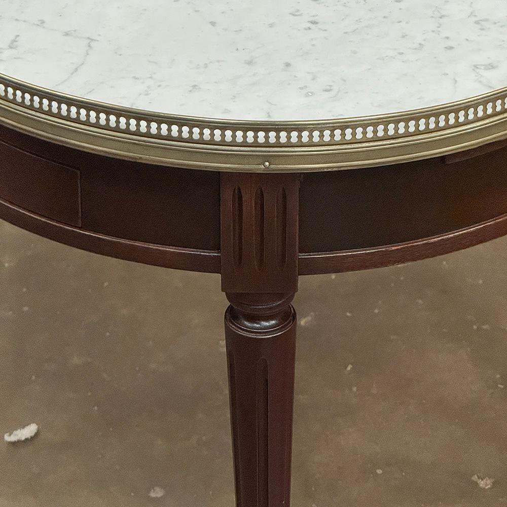 Antique French Louis XVI Mahogany Marble Top Bouillotte Table For Sale 4