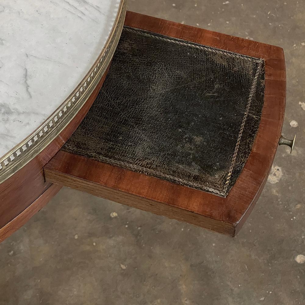 Antique French Louis XVI Mahogany Marble Top Bouillotte Table 6