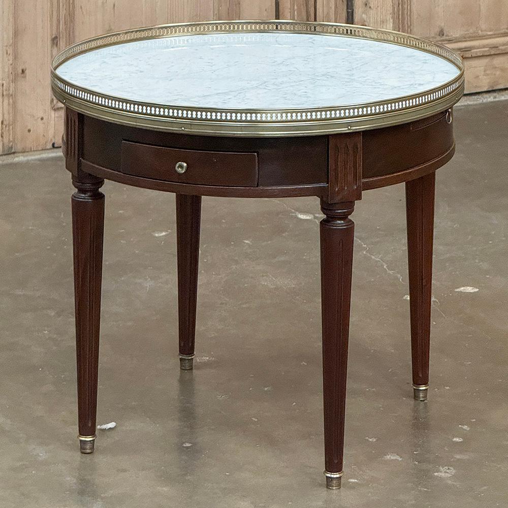 Antique French Louis XVI Mahogany Marble Top Bouillotte Table For Sale 9