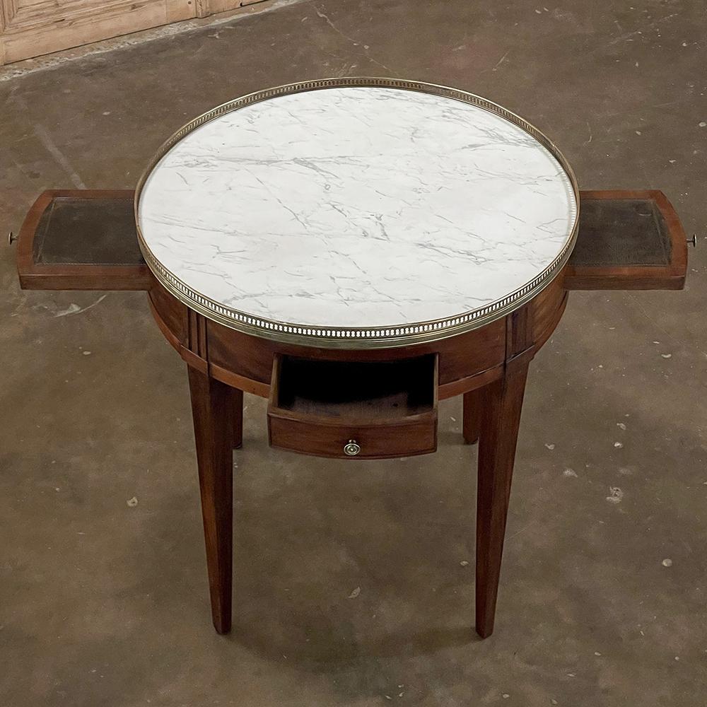 Antique French Louis XVI Mahogany Marble Top Bouillotte Table In Good Condition In Dallas, TX