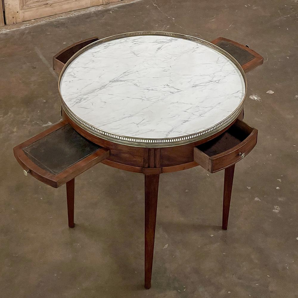 20th Century Antique French Louis XVI Mahogany Marble Top Bouillotte Table