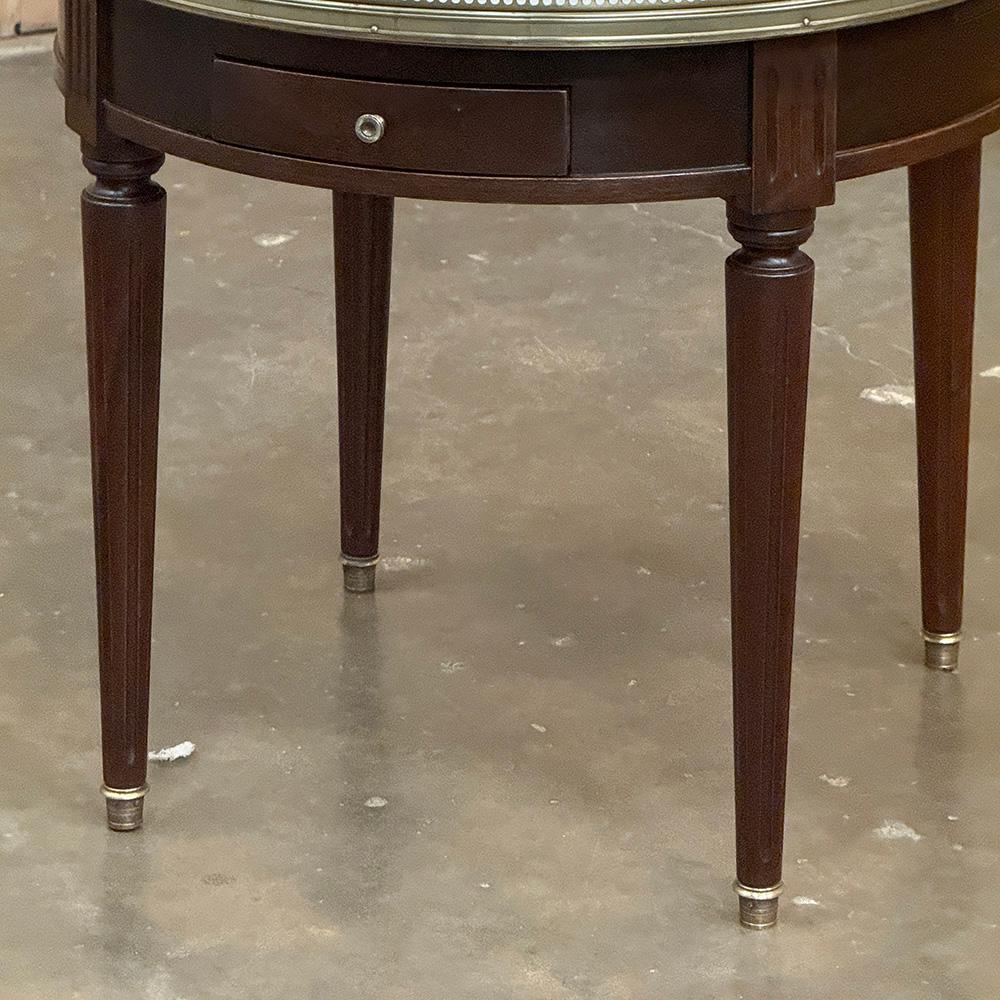 Antique French Louis XVI Mahogany Marble Top Bouillotte Table For Sale 1