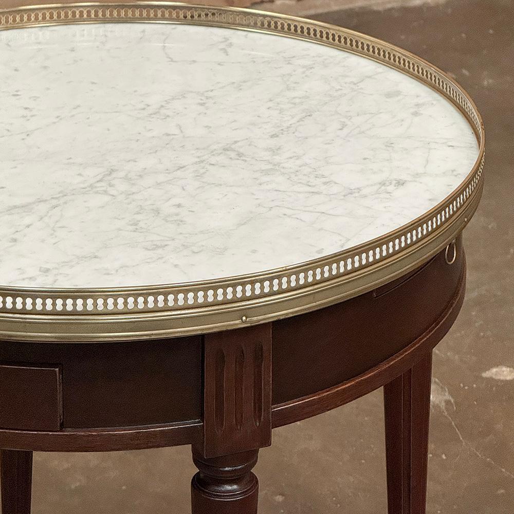 Antique French Louis XVI Mahogany Marble Top Bouillotte Table For Sale 2