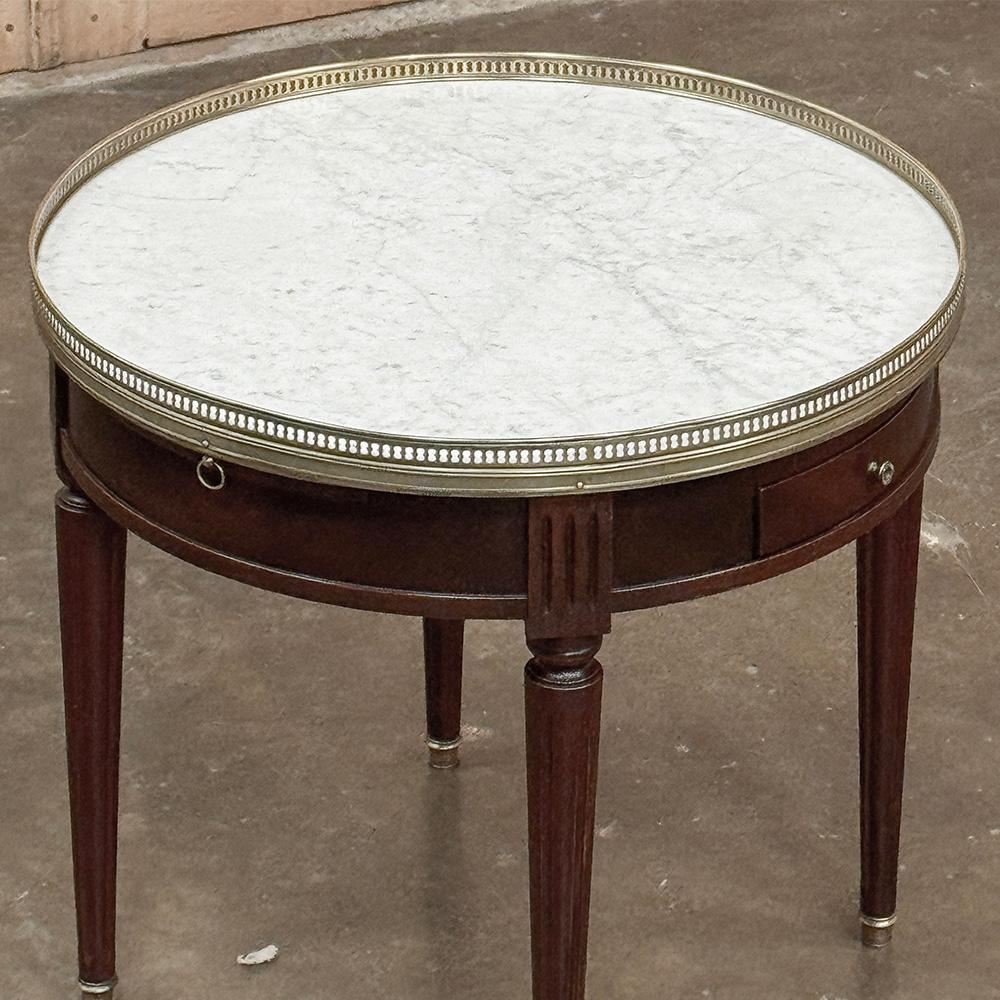 Antique French Louis XVI Mahogany Marble Top Bouillotte Table For Sale 3