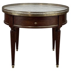 Antique French Louis XVI Mahogany Marble Top Bouillotte Table